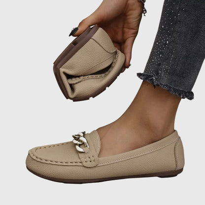 Calista | White Leather Orthopedic Loafers