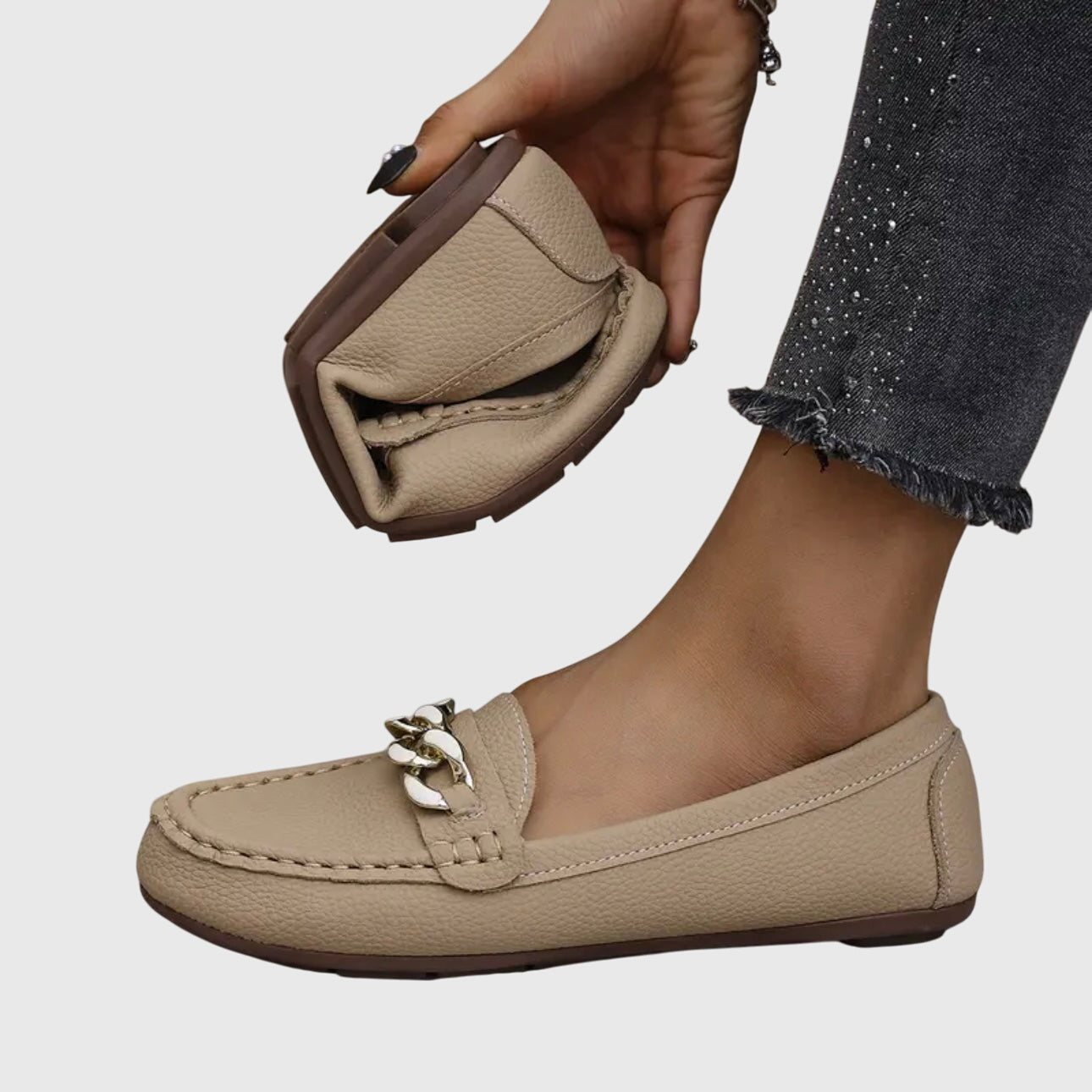 Alethea | White Leather Orthopedic Loafers