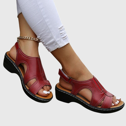 Astrid | Brown Leather Orthopedic Sandals