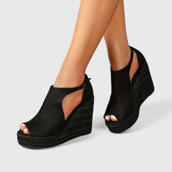 Calantha | Black Suede Orthopedic Heels