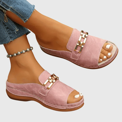 Blush Suede Orthopedic Sandals
