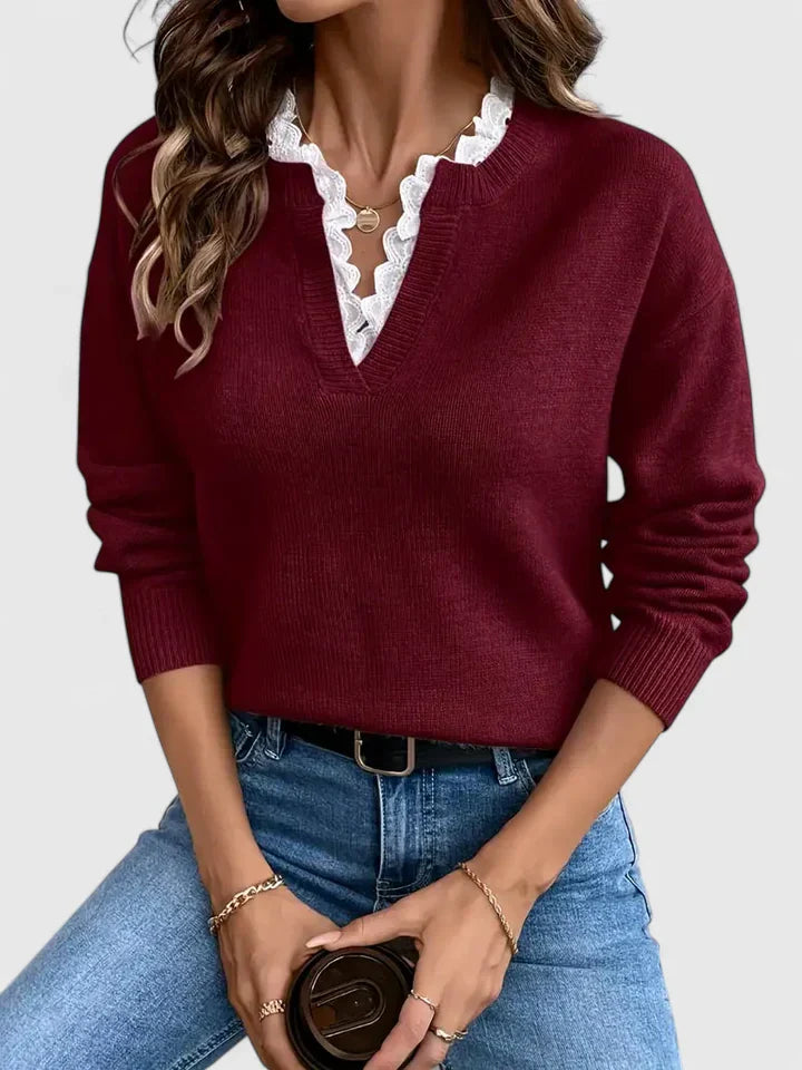 Calanthe | Soft Gray Elegant Blouse with Lace