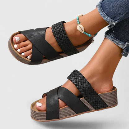 Calantha | Beige Woven Orthopedic Sandals