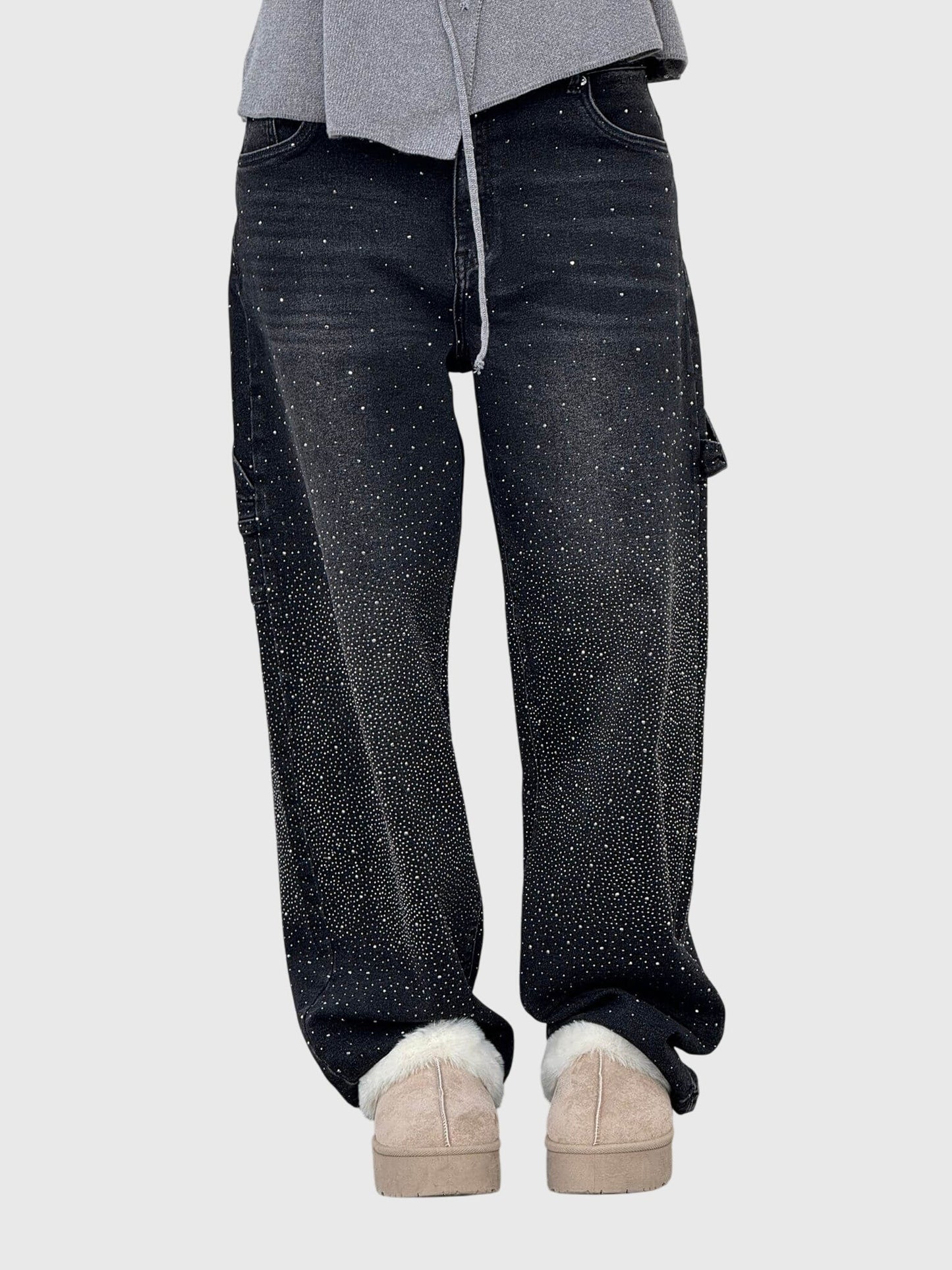 Astrid | Women’s Dark Blue Sparkle Diamond Denim Pants