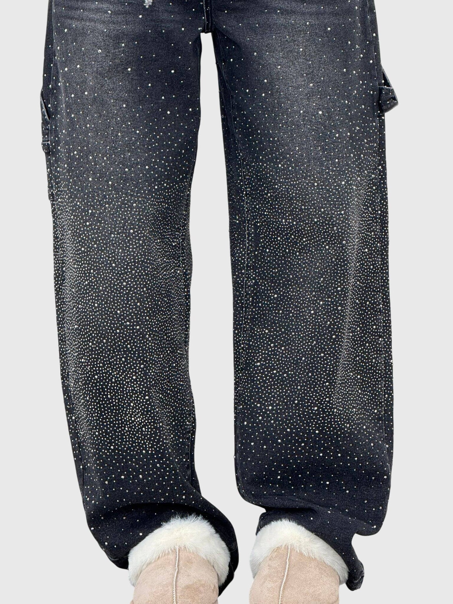 Astrid | Women’s Dark Blue Sparkle Diamond Denim Pants