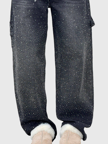 Astrid | Women’s Dark Blue Sparkle Diamond Denim Pants