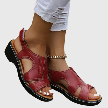 Astrid | Brown Leather Orthopedic Sandals