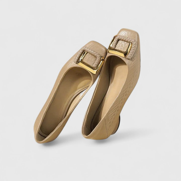 Calantha | Beige Elegant Shoes with Buckle Detail