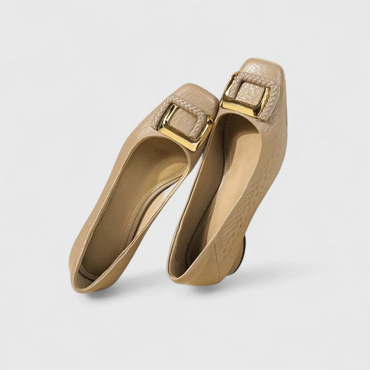 Calantha | Beige Elegant Shoes with Buckle Detail