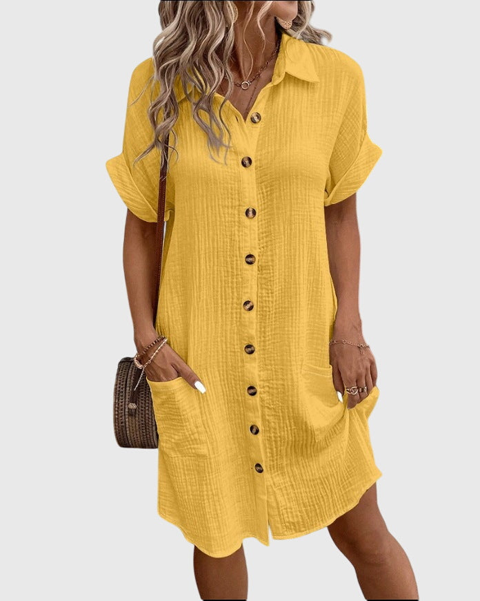 Adeline | Elegant White Short Sleeve Comfortable Dress