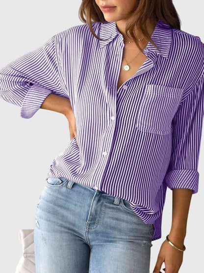 Calista | Striped Collared Neck Shirt