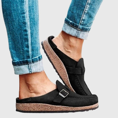 Alethea | Tan Suede Elegant Orthopedic Clogs