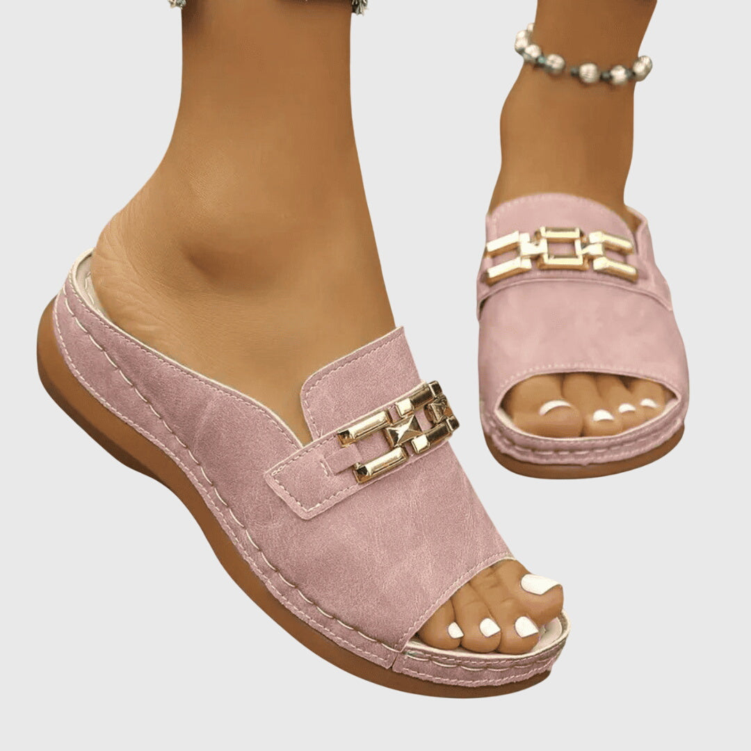 Blush Suede Orthopedic Sandals