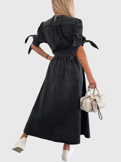 Alethea | Blush Elegant Denim Dress