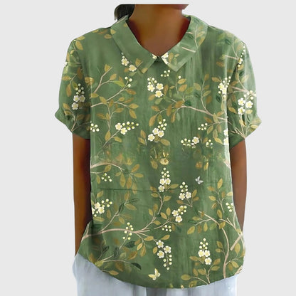 Alethea | Sage Green Floral Blouse