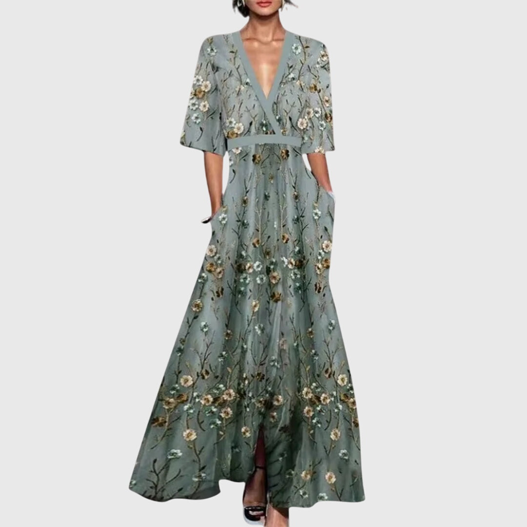 Alethea | Elegant Spring Maxi Dress with Floral Print