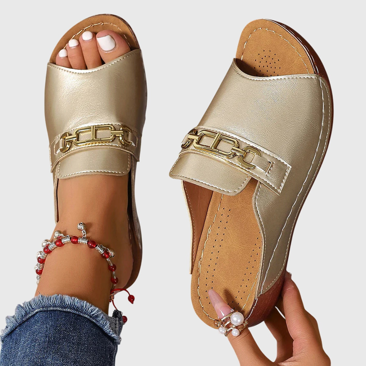 Astrid | Luxe Black Strap Comfy Sandals