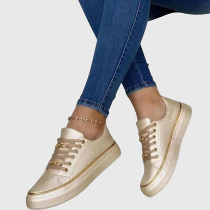 Alethea | Luxury Black Orthopedic Shoes with Gold Accents