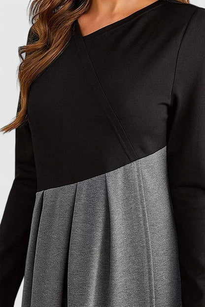 Astrid | Elegant Long Sleeve Maxi Dress in Grey Wool