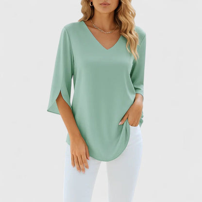 Calantha | Black V-Neck Elegant Blouse