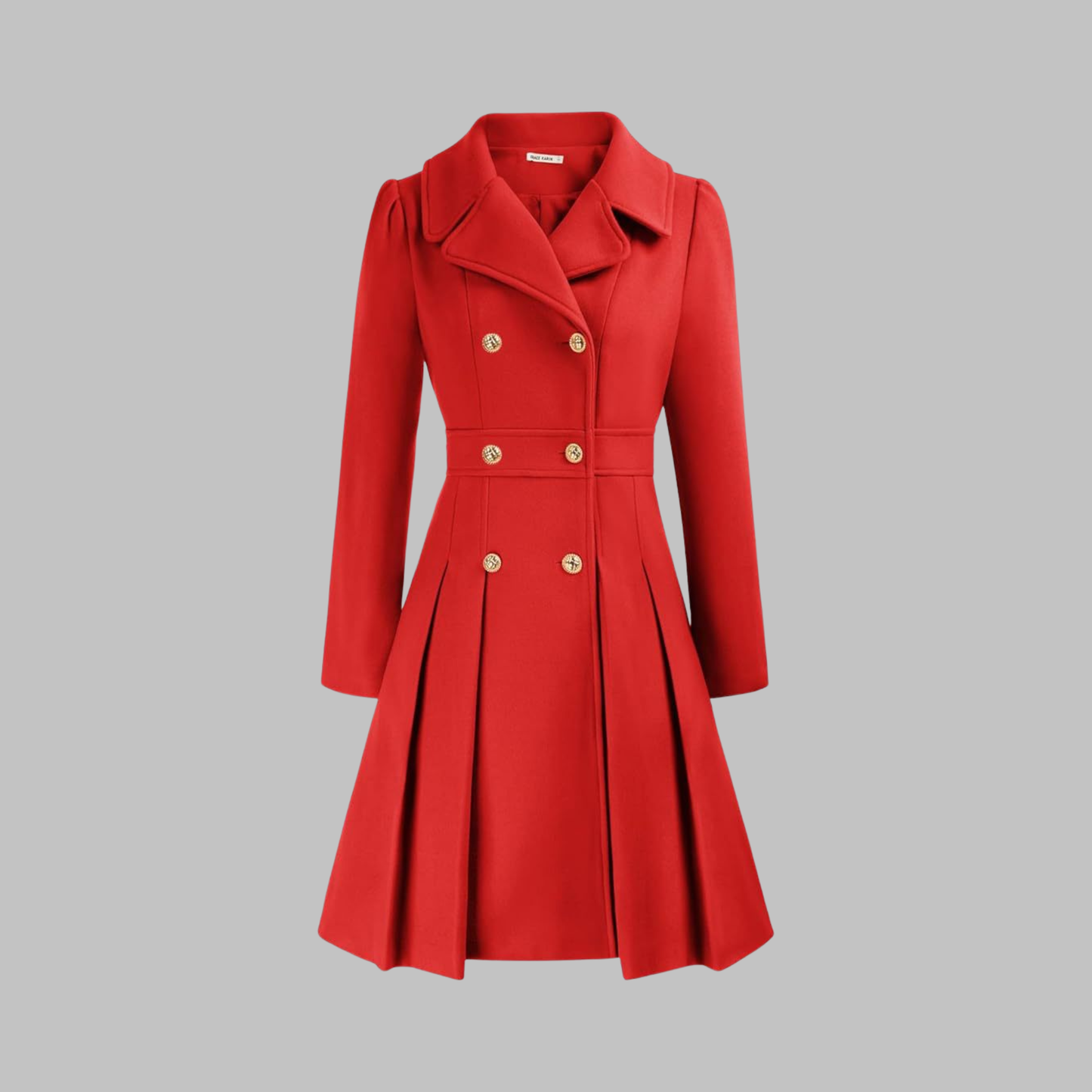 Alethea | Burgundy Double Button Long Sleeve Coat