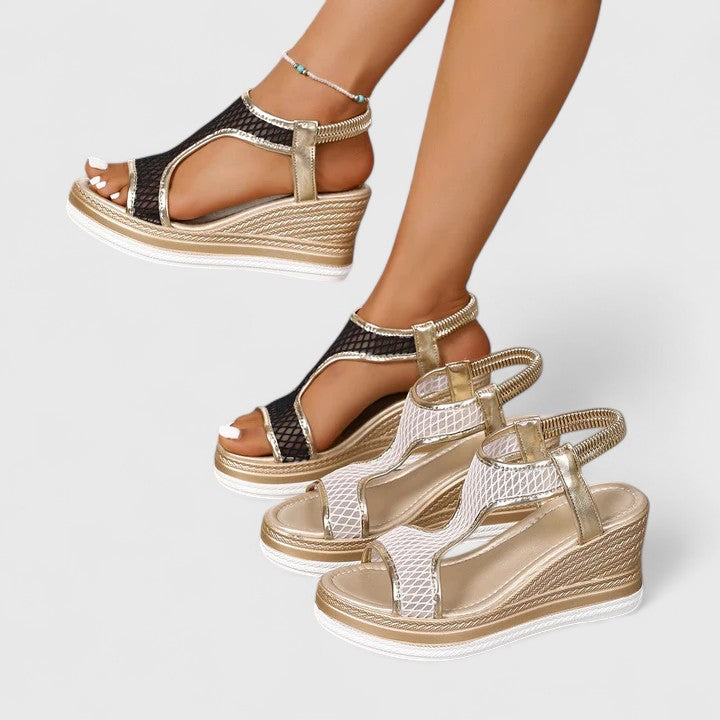 Calista | Elegant Metallic Mesh Sandals