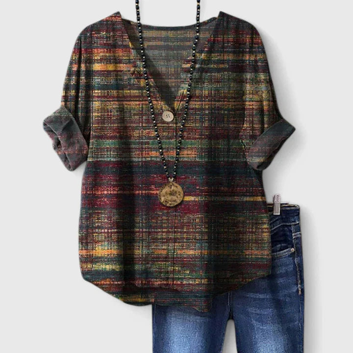 Calista | Multicolor Plaid Sophisticated Blouse