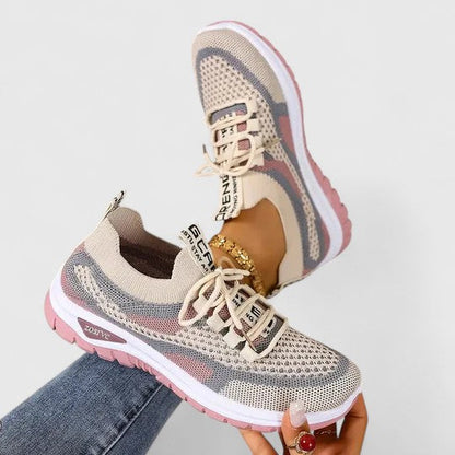 Calantha | Beige Plaid Orthopedic Sneakers