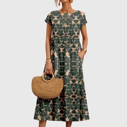 Calista | Elegant Red Floral Dress