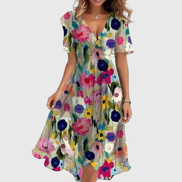 Calista | Vibrant Floral Chic Midi Dress