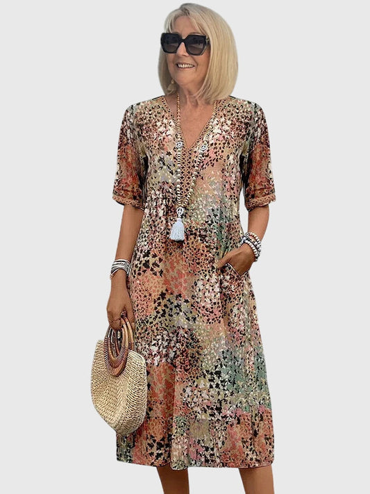 Astrid | Elegant Floral Silk Midi Dress