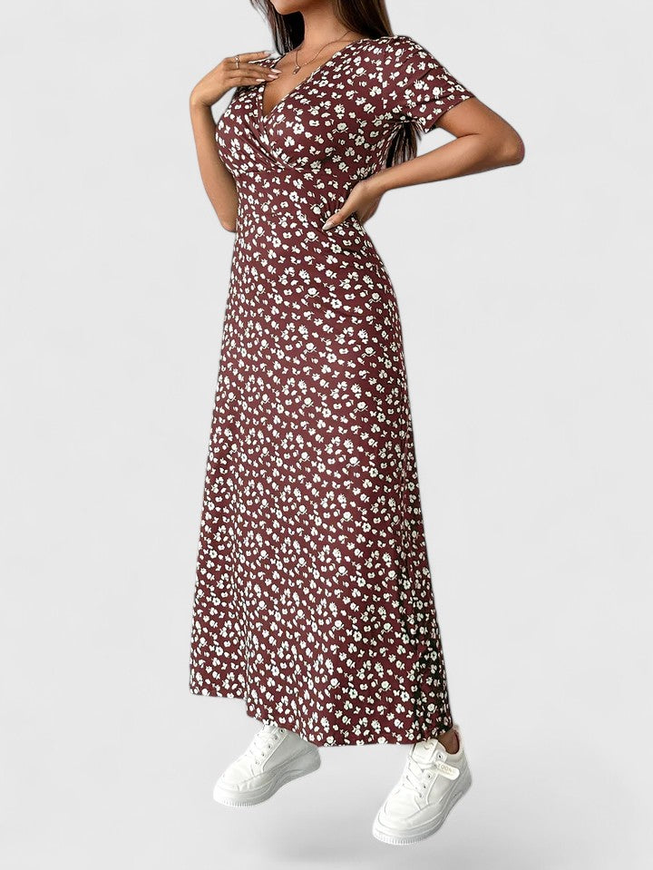 Calantha | Burgundy Floral Sophisticated Maxi Dress