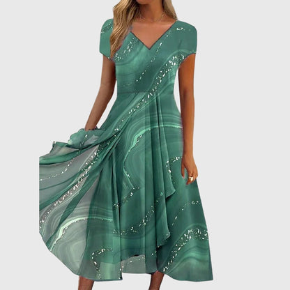 Calantha | Elegant Blue Flowing Midi Dress