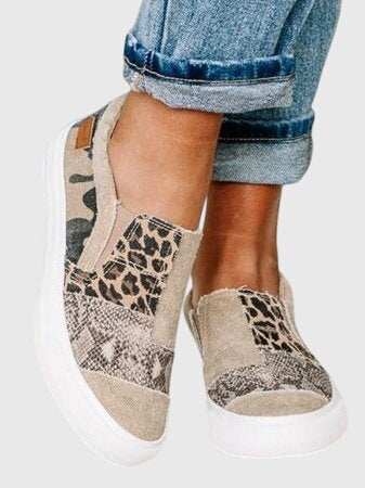 Calista | Taupe Animal Print Pain-Relief Slip-On Shoes