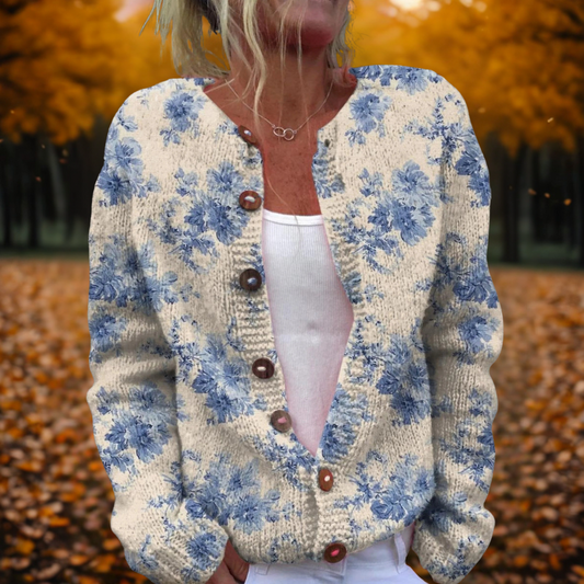 Astrid | Cream Floral Art Cardigan
