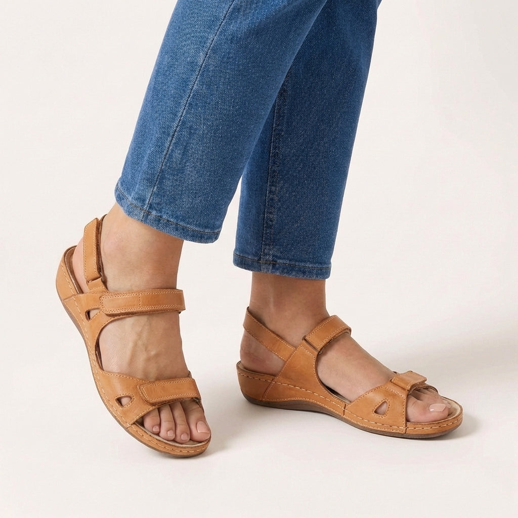 Astrid | Women’s Orthopedic Adjustable Strap Comfort Sandals in Denim Blue