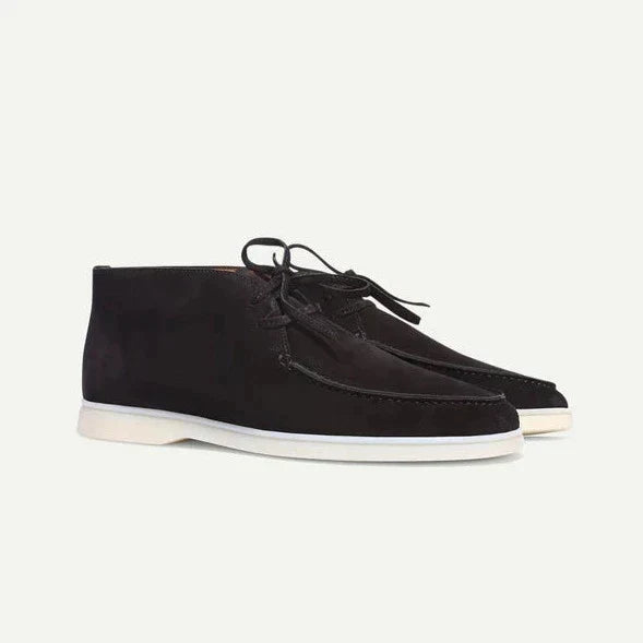 Beckett | Light Grey Suede Shoes With Laces