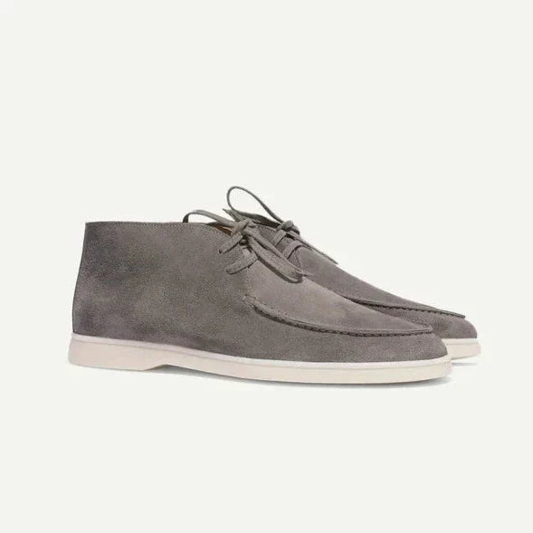 Beckett | Light Grey Suede Shoes With Laces