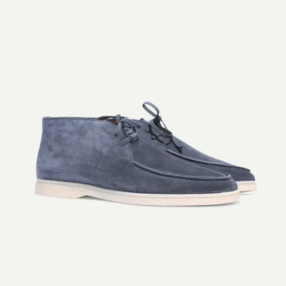 Beckett | Light Grey Suede Shoes With Laces