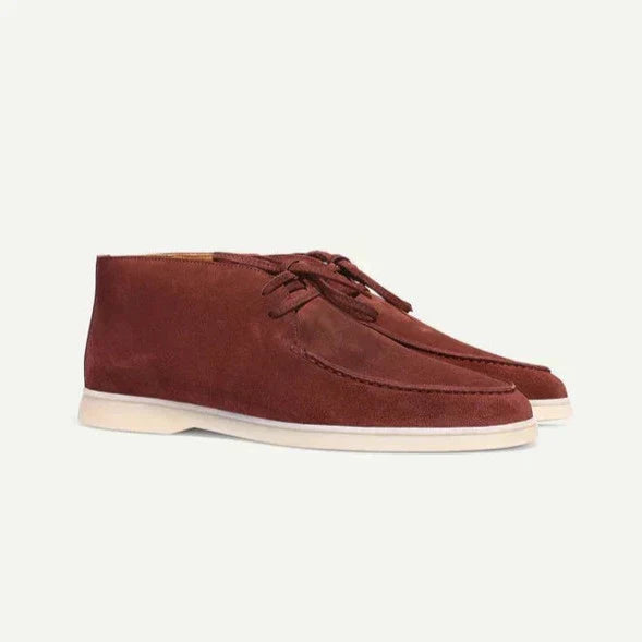 Beckett | Light Grey Suede Shoes With Laces
