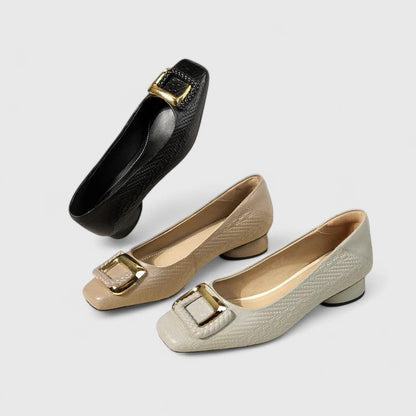 Calantha | Beige Elegant Shoes with Buckle Detail