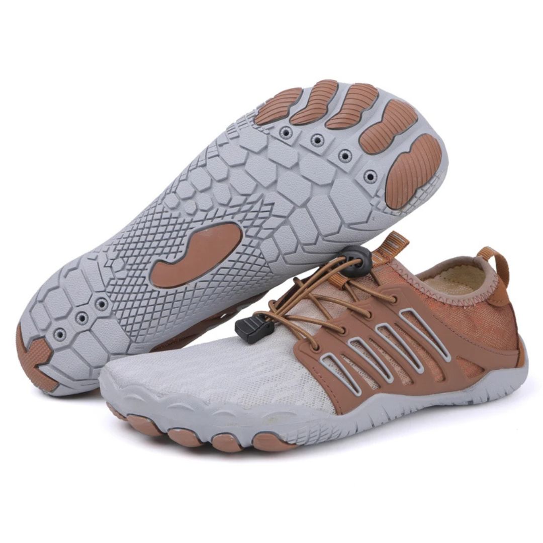 Kairos | Men’s Lightweight Breathable Barefoot Walking Shoes - Tan & Grey