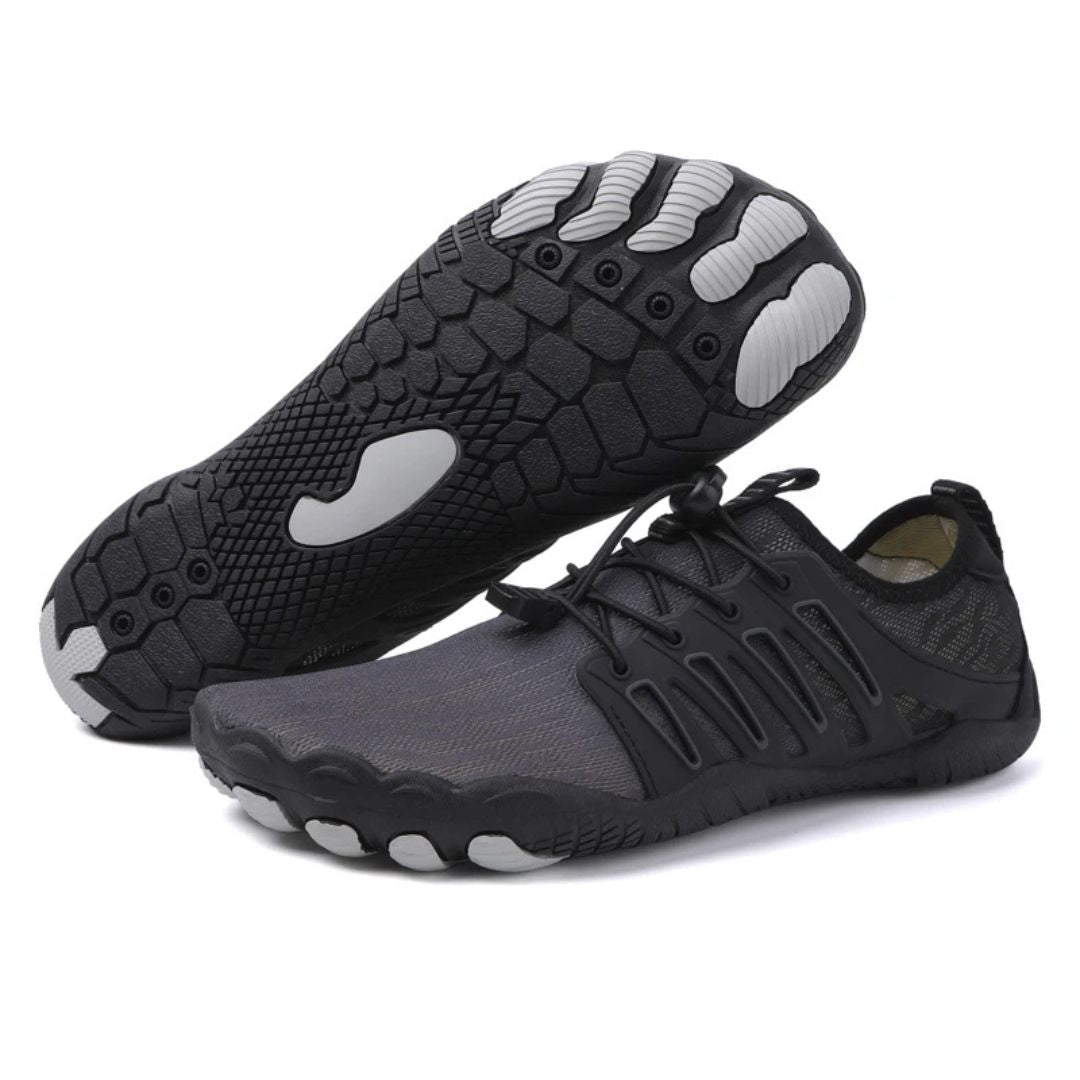Kairos | Men’s Lightweight Breathable Barefoot Walking Shoes - Tan & Grey