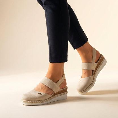 Astrid | Beige Comfort Fit Orthopedic Espadrille Platform Sandals