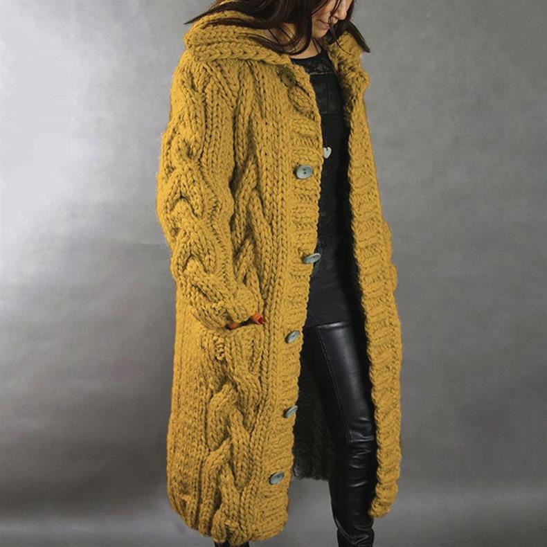 Alethea | Elegant Cosy Blue Cable Knit Coat With Tummy Coverage