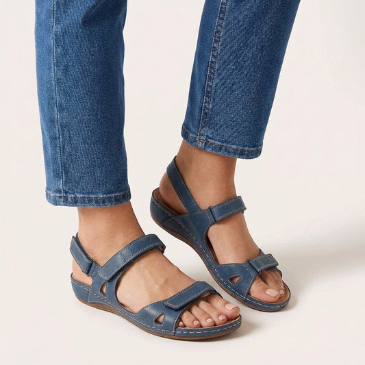 Astrid | Women’s Orthopedic Adjustable Strap Comfort Sandals in Denim Blue