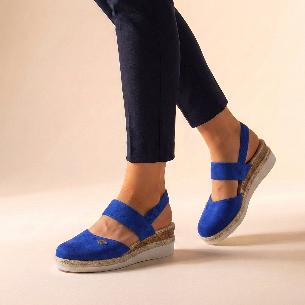 Aurelia | Beige Suede Women's Comfort Fit Orthopedic Espadrille Platform Sandals