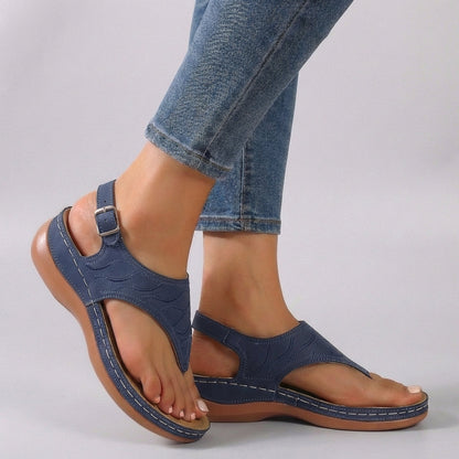 Eveline | Tan Suede Women's Comfort Fit Ankle Strap Wedge Sandals