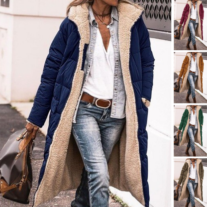 Alethea | Elegant Reversible Brown Shearling Coat