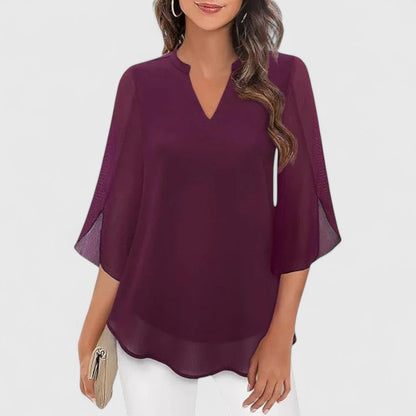 Astrid | Black Sophisticated Blouse with Flared Sleeves